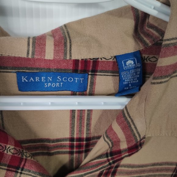 Karen Scott Plaid Button zip Christmas Wreath Western Large - Picture 7 of 7